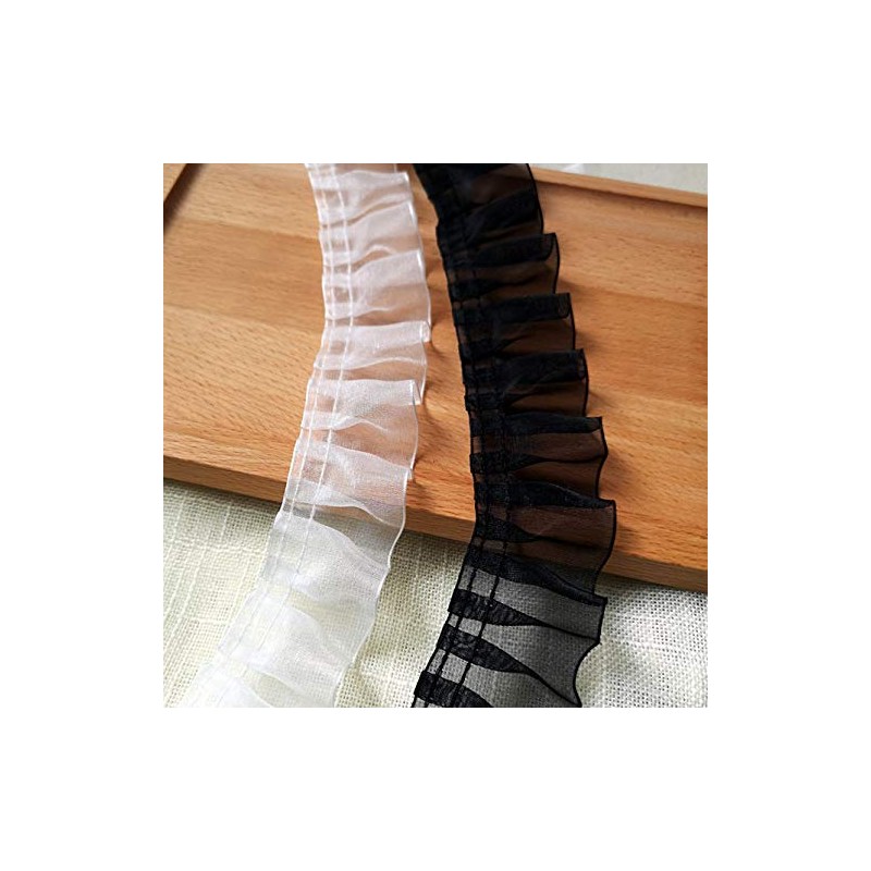 3.9cm Wide x 5 Yards Long Premium Chiffon Ruffle Lace