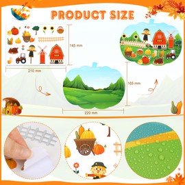HOWAF 24 Pieces Fall Thanksgiving Scene Stickers Pumpkin Shape Cardboard with Stickers Decorations Make a Fall Scene Stickers, Pumpkin DIY Stickers for Autumn Thanksgiving Holiday Party Crafts