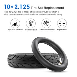 SYACHI 10x2.125 Tire with Inner Tube, Heavy Duty Replacement for Electric Scooter 10 inch Tires, Enhanced Grip and Reinforced Construction for Segway Ninebot F20, F25, F30, F40, F Series.