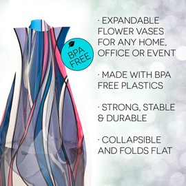 MODGY Expandable Flower Vase Plastic Decorative Modern Vases for Flowers Centerpieces Dining Table Decor Living Room Bathroom Wedding Office, Reedo Purple