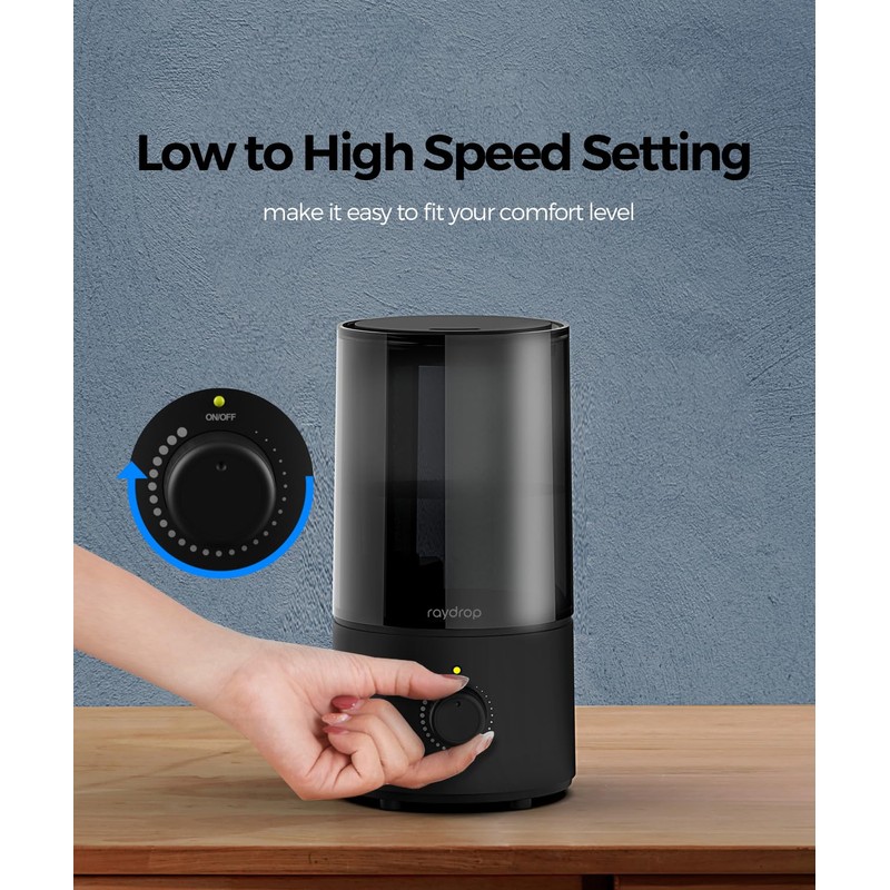Humidifiers for Bedroom, raydrop Cool Mist Humidifiers for Babies, 1.0L