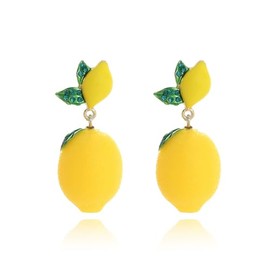 Lemon Fruit Earrings Cute Lifelike Lemon Strawberry Dangle Drop Earrings Funny Yellow Fruit Jewelry for Party Holiday Summer Beach Accessories (Style F)