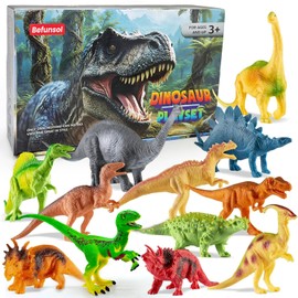 Dinosaur Toys for Kids 3-5, 12 Pcs Realistic Dinosaur Figures - Spinosaurus, T Rex, Triceratops & Velociraptor, Dino Toys for 3 4 5 6 Year Old Girls Boys Dinosaurs Birthday Gifts Party Favors