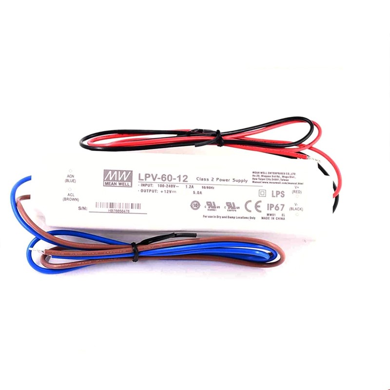12V 60W Waterproof LED Driver & LPV-60-12 Power Adapter |
