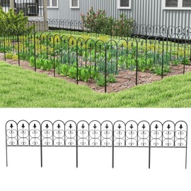 kinbor Tall Garden Fencing Rustproof Border Fence Edging Heavy Duty Metal Panels 5 Pack