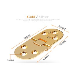 Hinge Zinc Alloy Metal Round Edge Sewing Machine 180 Degree Folding Table Hinges for Cabinet Furniture Kitchen Bedroom (80 x 30 x 2.2 mm)