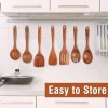 Mooues 9 Piece Natural Teak Wooden Spoon Set With Holder