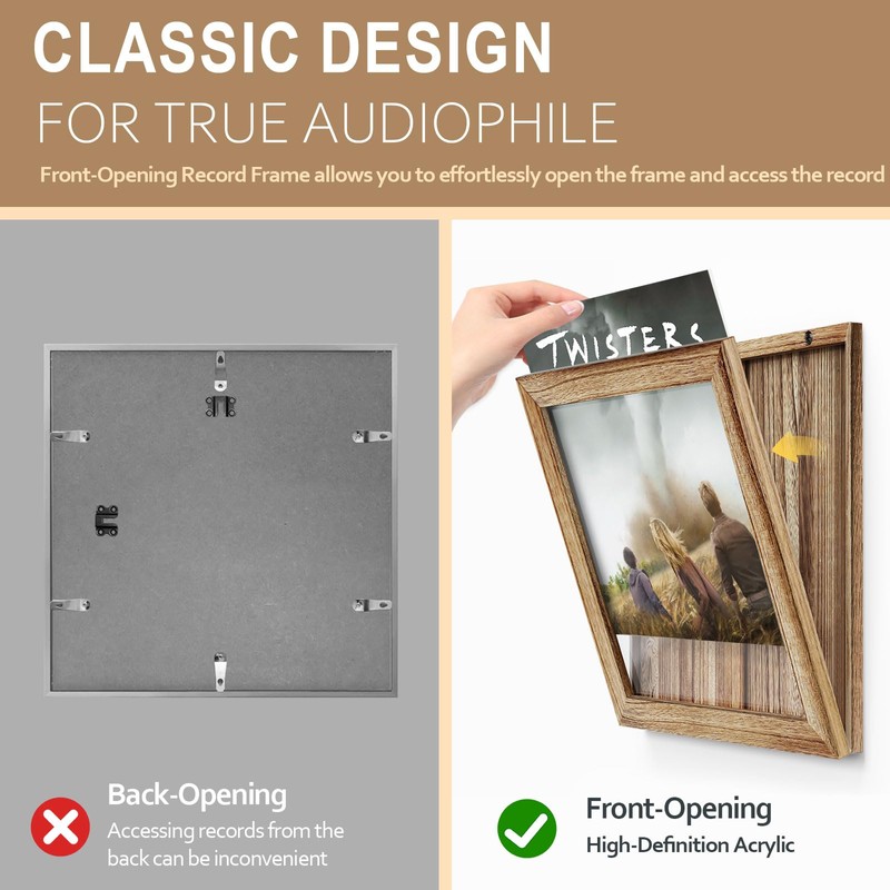 Emfogo Vinyl Record Frame Wall Front Opening, 3-Pack Album Frames