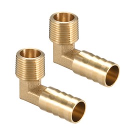 sourcing map Brass Barb Hose 90 Degree Elbow 14 mm Barb to 3/8 PT Pipe Adapter Connection Pack of 2