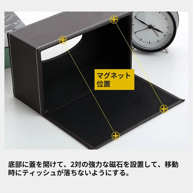 Leather Desk Organizer Pen Holder, Tissue Box, 4 Compartments Stationery