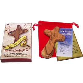 Holy Land Market Gift Package Includes Comfort Cross with Gift Box and Two certificates and Velvet Bag