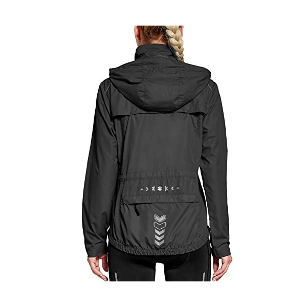 FitsT4 Women's Cycling Running Jackets Lightweight Windproof Bike Windbreaker Reflective with Hood Black Size XL