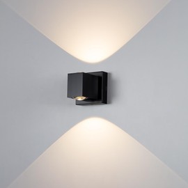 Tubicen LED Dimmable Wall Sconce Indoor Black Modern Up and Down Movie Theater Sconces Wall Lighting Hardwired 10W 3000K Bright Square Wall Lights for Living Room Hallway Stairway