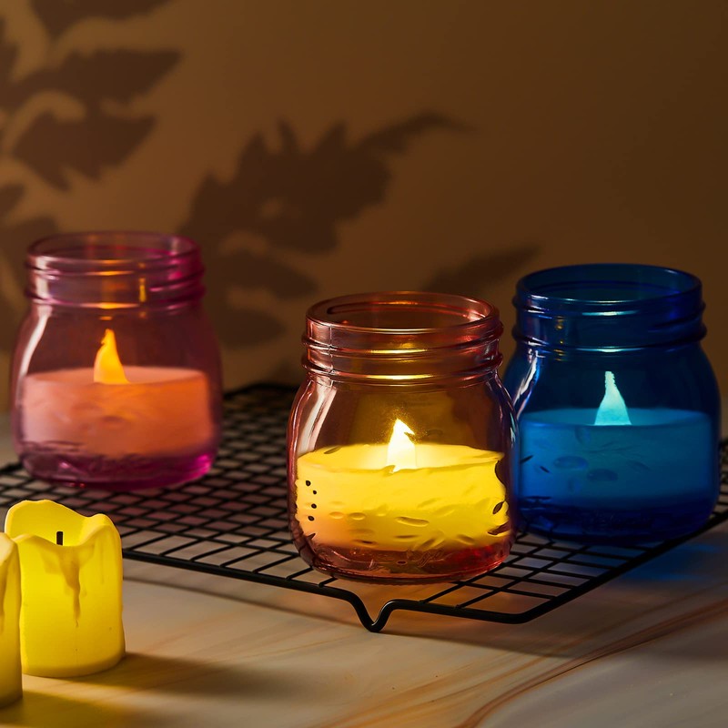 Tessco 12 Pcs 8 oz Colored Mason Jars with Lids
