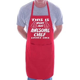 Print4U Awesome Chef Funny Fathers Day BBQ Cooking Novelty Apron Red