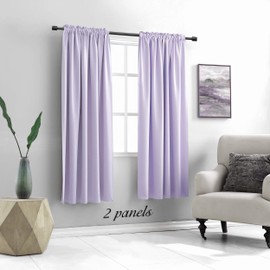 DONREN Light Purple Curtains for Bedroom - Room Darkening Thermal Insulated Rod Pocket Curtains for Living Room (42.5" x 63" Length, 1 Pair)