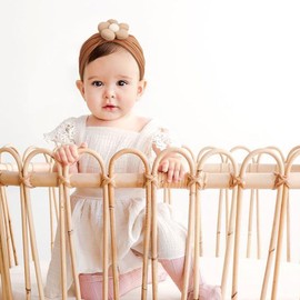 DRESHOW 3 Pack Girls Flower Headbands Stretchy Nylon Headbands Handmade Hair Accessories for Newborn Infant Toddlers Kids