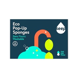 Seep Pop-up Eco Cleaning Sponges - For Kitchen Bathroom Dishwashing Washing Up - Plastic Free - 100% Natural Cellulose - Compostable - 6 Pack