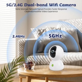 2.5K 2.4/5GHz Indoor Security Camera Wireless WiFi Pet Camera Baby Monitor 360° Camera Surveillance Interieur for Dog Home,One-Touch Calling,Motion Tracking,Color Night Vision, 2-Way Audio