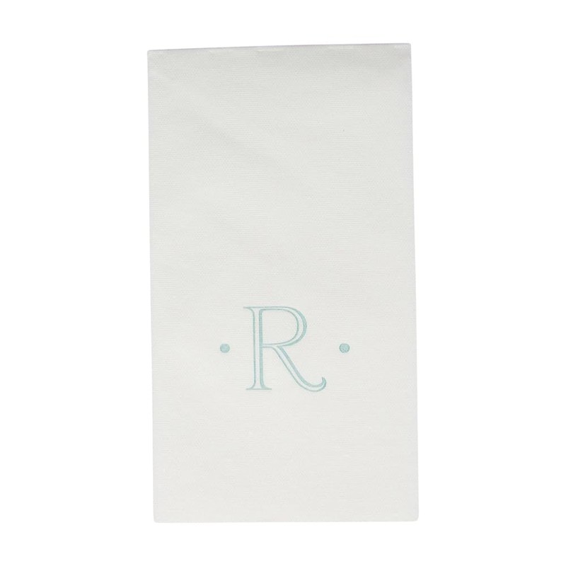Caspari Antique Robin's Egg Single Initial Guest Towel Napkins in