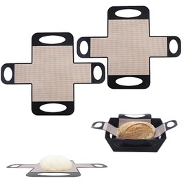 2Pcs Reusable Silicone Bread Loaf Pan Liner, Food-Grade Silicone Bread Sling, Loaf Pan Lifters，Non-Stick and Heat Resistant Dough Transfer Tool with 4 Handles, Best Fits 9x5" or 1.5lb Loaf Pans