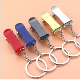 Freedale Skateboard Silver Metal Key Chain Skater Deck Key Ring Extreme Sports Keychain Keyring (Blue)