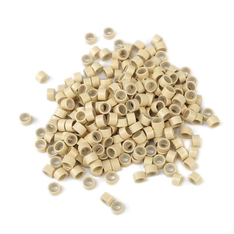 200Pcs Beads Silicone Aluminium Micro Nano Rings 5.0x3.0x3.0 mm Lined