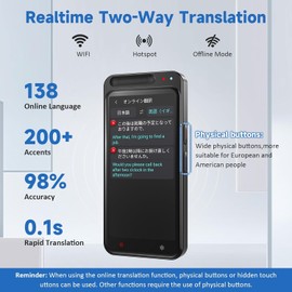 Simbago Language Translator Device 138 Languages Two-Way Instant Translator Device, 4" 1 HD Screen Accuracy Real-time Voice Translation Support Offline&Chatgpt&Record&Photo Translation for Business Travel