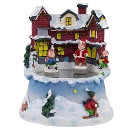 Northlight Animated Village Ice Skating Pond Christmas Music Box, 5.25", Red