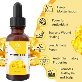 Relaxcation Pure Vitamin E Oil 4 oz | Cold Pressed Natural Oil for Face, Hair, Nails & Body | Antioxidant Extract to Improve Skin Texture & Tone | Vegan, Hexane-Free, Unrefined