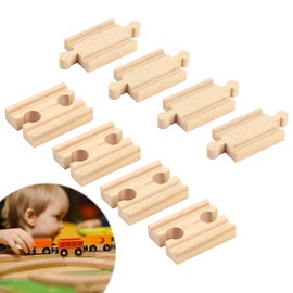 8pcs Wooden Train Track Accessories Railway Trains Tracks Connectors Adapters Sets Male-Male Female-Female Expansion Packs Wood Train Railroad Toy for Toddlers Kids Boys Girls