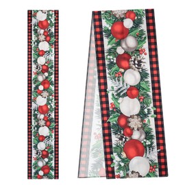 Christmas Table Runner, 72.05x12.99 Inch Christmas Tree Table Cloth Merry Christmas Ball Table Decor Tablecloth for Christmas Table Decorations