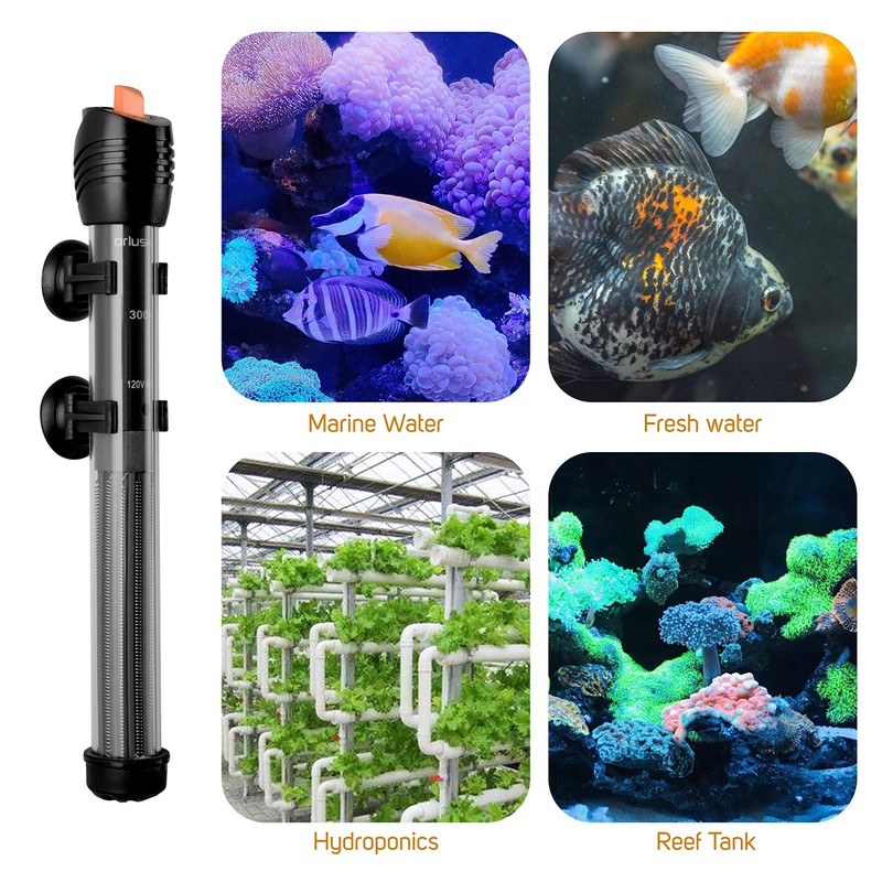 Orlushy Submersible Aquarium Heater,200W Adjustable Fish Tahk Heater with 2