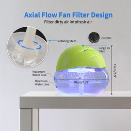ap airpleasure Water-Based Purifier Air Washer, Air Revitalizer & Freshener, Air Fresher with 7 LED Color Changing Light for Rooms (Green)