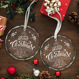 Vorruil Our First Christmas Together Ornament 2024, First Christmas Together Gifts for Couple, Glass 1st Christmas Together Ornaments with Gift Box, Round Christmas Decoration