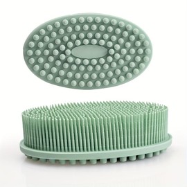 Silicone Body Scrubber, Exfoliating Body Scrubber For Use In Shower, Lathers Well, Long Lasting, Soft Body Scrubber For Shower And Bath Skincare Routine - Bathroom Accessories - Color: 2pcs Green