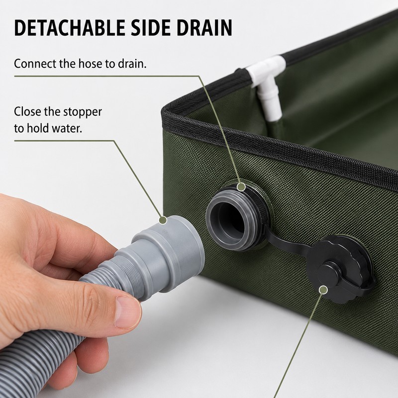 31.5-Inch Foldable Portable Shower Pan with Detachable Drain Pipe