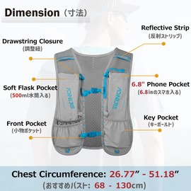 Azarxis Hydration Backpack Vest Pack Lightweight Breathable for Men Women Marathon Running Jogging Trail Racing (Gray - Only Backpack)