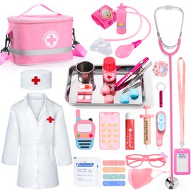 AINIOKA Doctor Kit for Toddlers 3-5: Kids Doctors Play Set with Medical Bag - Real Stethoscope and Other Accessories - 35 Pcs Doctor Kit for Kids Girls - Pretend Play Toys Set Gifts for Role Play