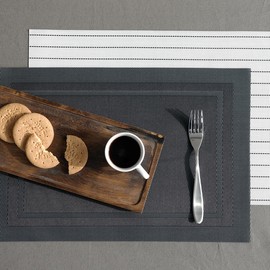 Bowel solid woven table mat series, striped mocha / 보웰  솔리드 짜임 테이블매트시리즈, 스트라이프모카