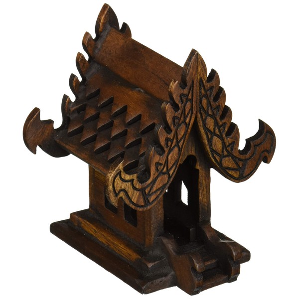 DDPremium Thai Buddhism Handmade Teak Wood Spirit (House, W4 xL3 xH5)