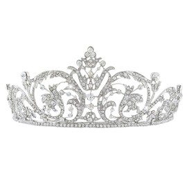 EVER FAITH® Austrian Crystal Elegant Art Deco Bridal Hair Band Tiara Clear Silver Tone N04243-1, Crystal, Crystal