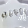 White Crystal Ribbon Nail - Short Oval / 화이트 크리스탈