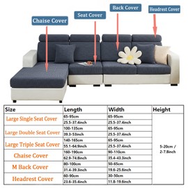 Couch Cushion Covers Sectional L Shape Slipcover Elastic Chair Loveseat Furniture Protector Double Sofa Cover for Living Room (Length 39-53inch Width 25-37inch, Large Double Seat Cover) Light Grey