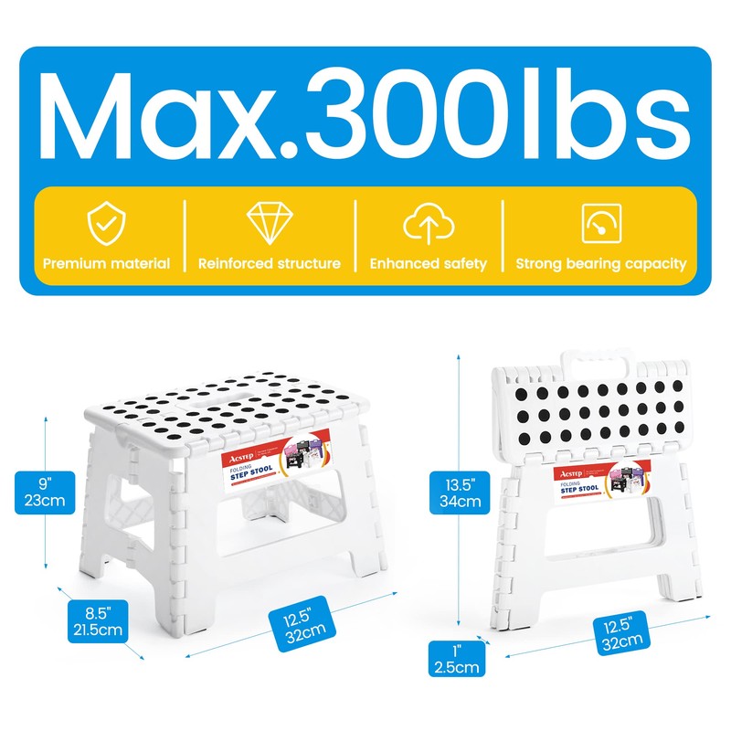 ACSTEP Folding Step Stool Portable Collapsible Plastic Step Stool 9
