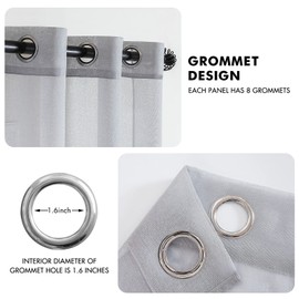 MIULEE Sheer Voile Curtain with Eyelets, Transparent Look, Window Curtain for Bedroom, Living Room, Baby Room, 140 x 145 cm (W x H), Set of 2, Grey