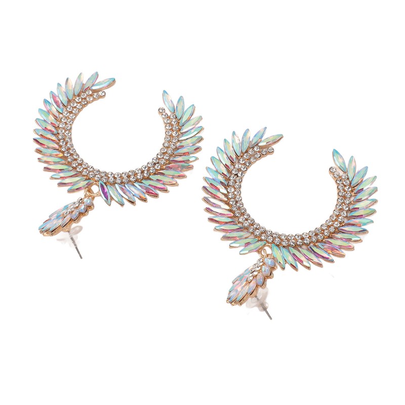 Marquise Flower Teardrop Earrings KC Gold Glittering Semicircle Teardrop Dangle