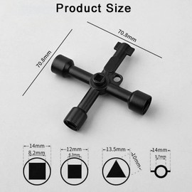 AONAT Meter Box Key,4-Way Multi-Functional Utilities Key,Gas Key,Electrical Cabinet Key for Cupboard,Cabinet,Water,Gas,Electric & Plumbing Applications,Black