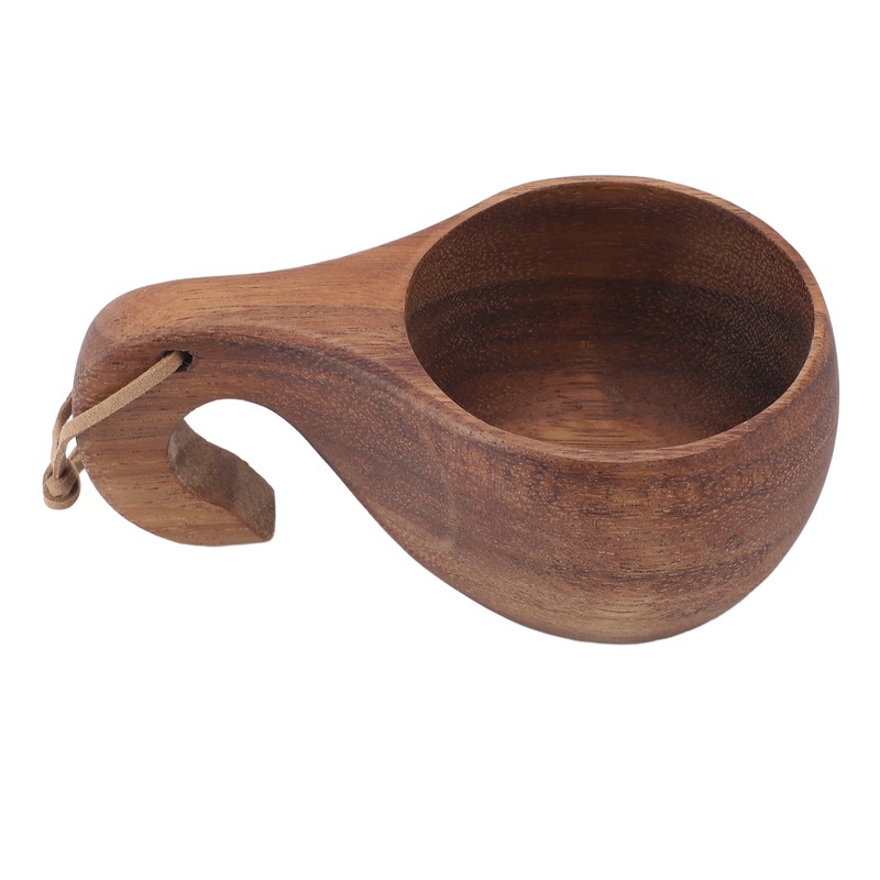 Wooden Coffee Cup with Handle Comfortable Grip Rustic Decorative Milk