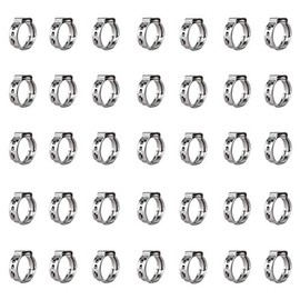 Qovydx 40Pcs 7mm-8.7mm Single Ear Hose Clamps 304 Stainless Steel 5/16 inch Stepless Cinch Rings Crimp Hose Clamps for Securing Pipe Hoses and Automotive Use
